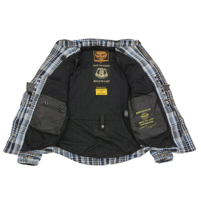 Milwaukee Leather Men's Steelvenom Multi/Color CE Armored Flannel Shirt with Aramid Reinforced Zones - MPM1626