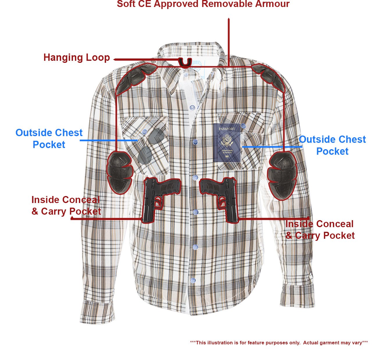 Milwaukee Leather Men's Steelvenom Multi/Color CE Armored Flannel Shirt with Aramid Reinforced Zones - MPM1626