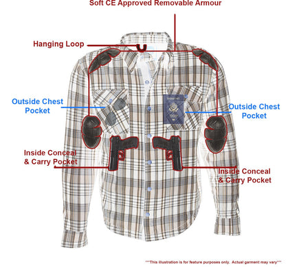 Milwaukee Leather Men's Steelvenom Multi/Color CE Armored Flannel Shirt with Aramid Reinforced Zones - MPM1626