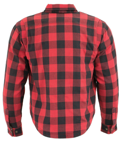 Milwaukee Leather Men's Logger Black/Red CE Armored Flannel Shirt with Aramid Reinforced Zones - MPM1631