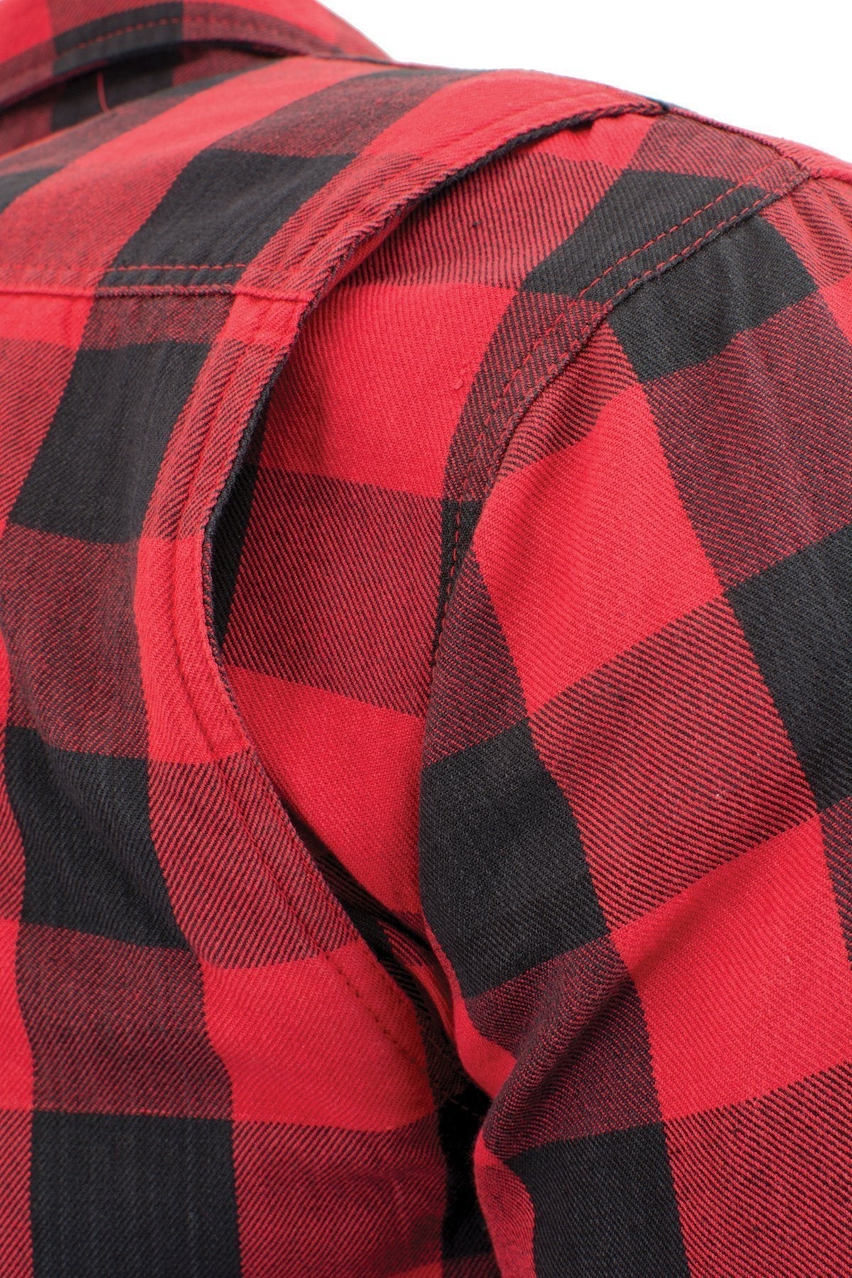 Milwaukee Leather Men's Logger Black/Red CE Armored Flannel Shirt with Aramid Reinforced Zones - MPM1631