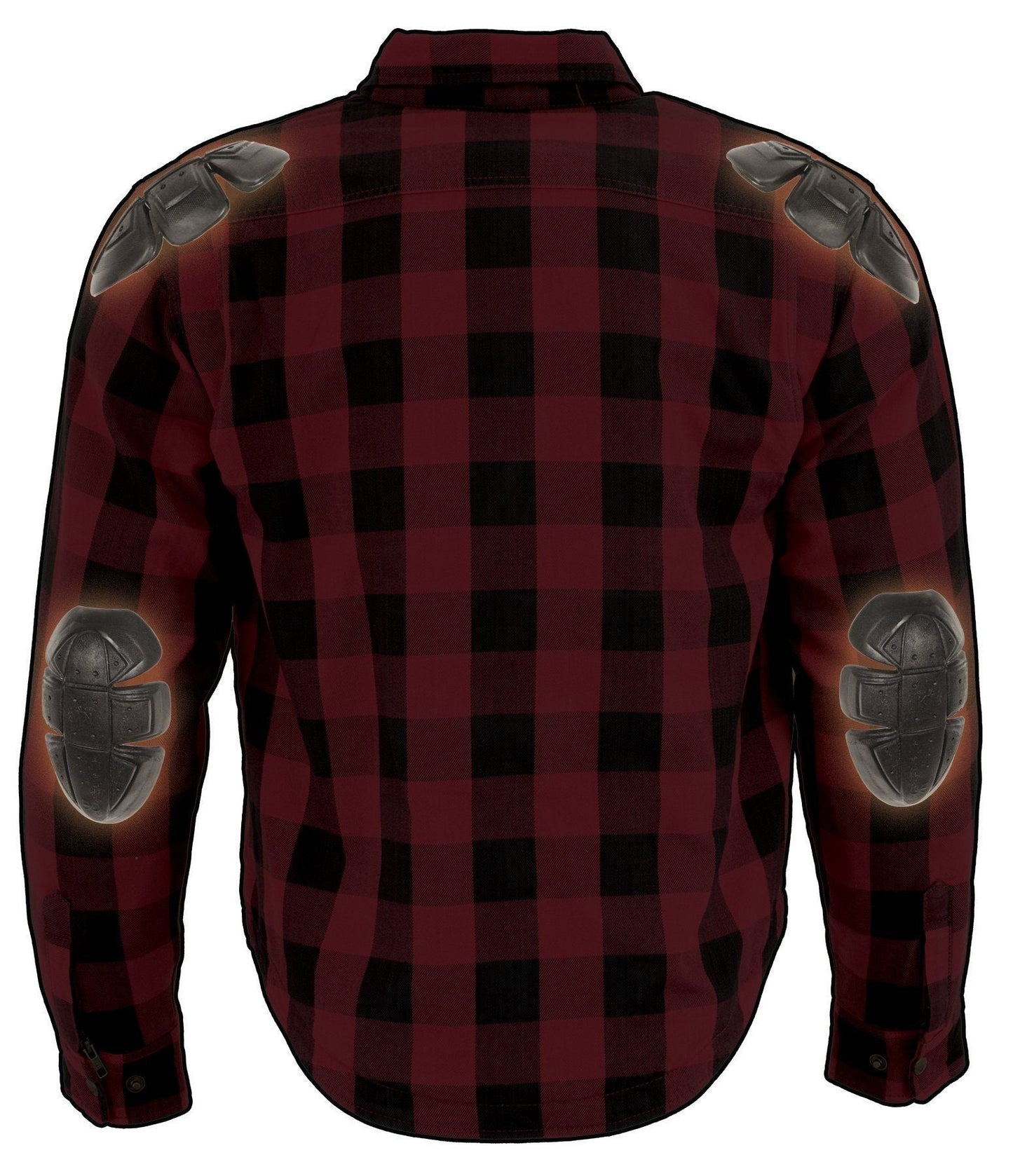 Milwaukee Leather Men's Logger Black/Red CE Armored Flannel Shirt with Aramid Reinforced Zones - MPM1631
