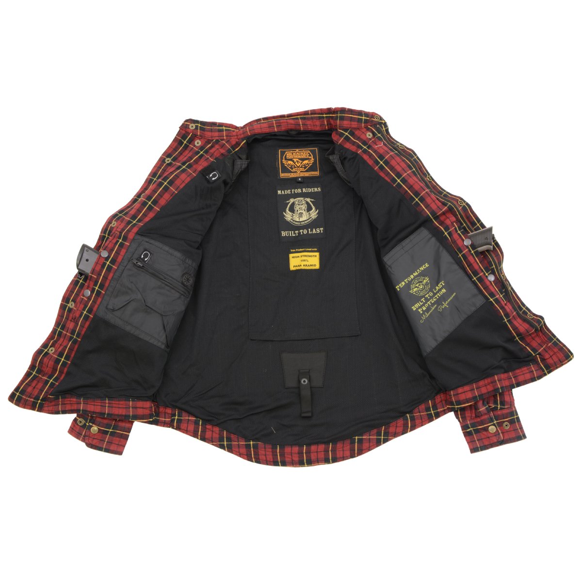 Milwaukee Leather Men's Deadlock Multi/Color CE Armored Flannel Shirt with Aramid Reinforced Zones - MPM1632