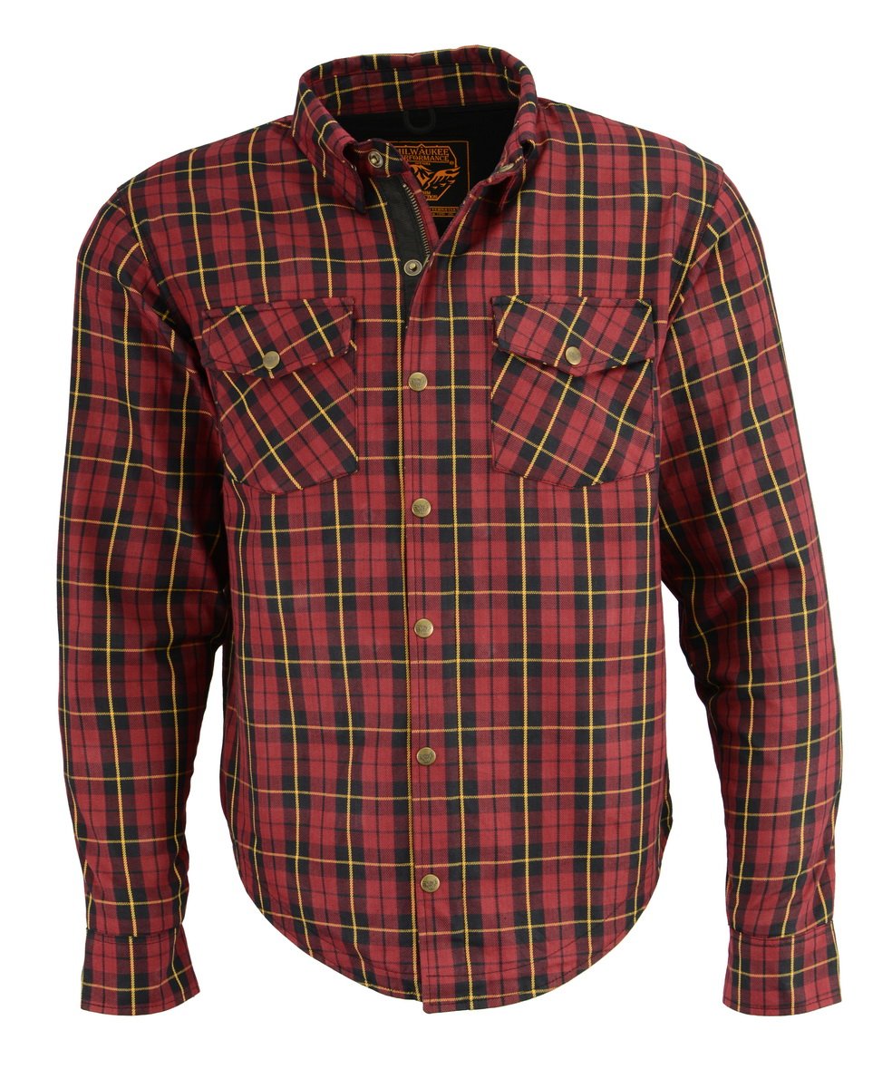 Milwaukee Leather Men's Deadlock Multi/Color CE Armored Flannel Shirt with Aramid Reinforced Zones - MPM1632