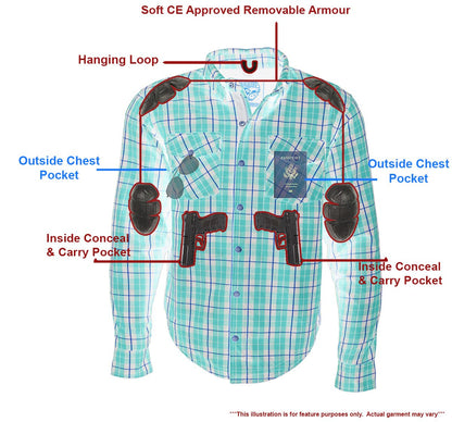 Milwaukee Leather Men's Deadlock Multi/Color CE Armored Flannel Shirt with Aramid Reinforced Zones - MPM1632