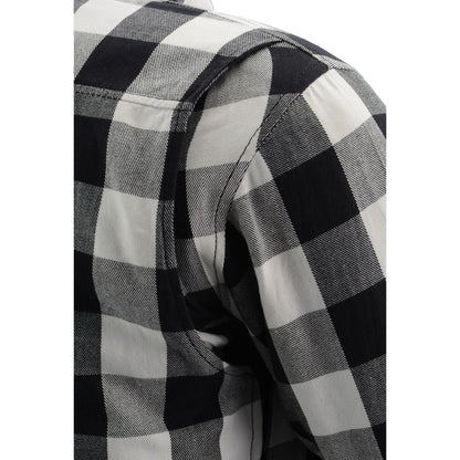 Milwaukee Leather Men's Aztec Black/White CE Armored Flannel Shirt with Aramid Reinforced Zones - MPM1633