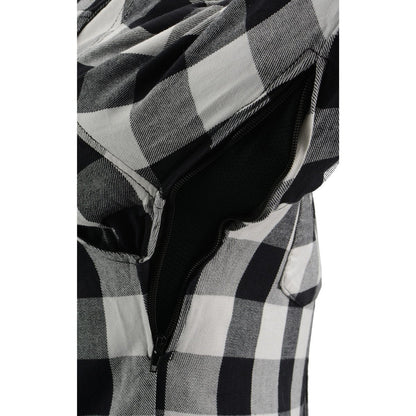 Milwaukee Leather Men's Aztec Black/White CE Armored Flannel Shirt with Aramid Reinforced Zones - MPM1633