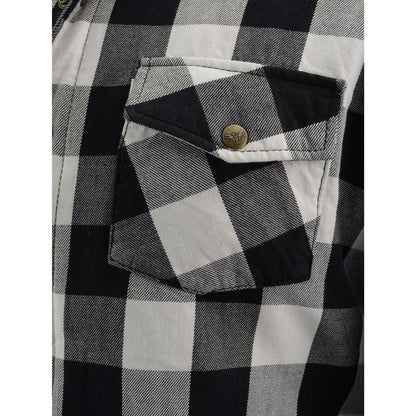 Milwaukee Leather Men's Aztec Black/White CE Armored Flannel Shirt with Aramid Reinforced Zones - MPM1633