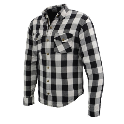 Milwaukee Leather Men's Aztec Black/White CE Armored Flannel Shirt with Aramid Reinforced Zones - MPM1633