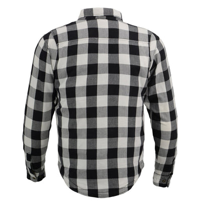 Milwaukee Leather Men's Aztec Black/White CE Armored Flannel Shirt with Aramid Reinforced Zones - MPM1633