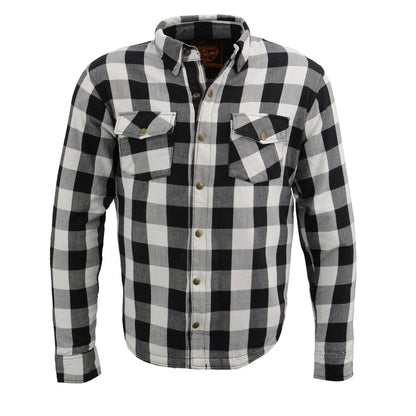 Milwaukee Leather Men's Aztec Black/White CE Armored Flannel Shirt with Aramid Reinforced Zones - MPM1633