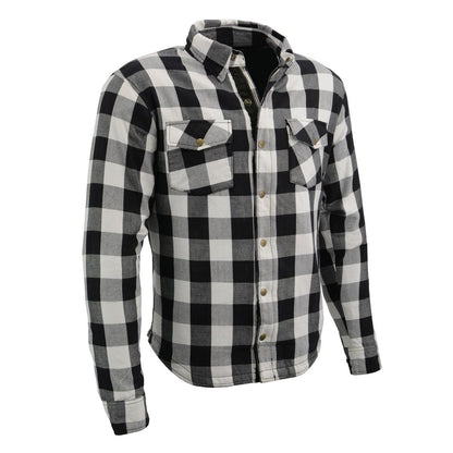 Milwaukee Leather Men's Aztec Black/White CE Armored Flannel Shirt with Aramid Reinforced Zones - MPM1633