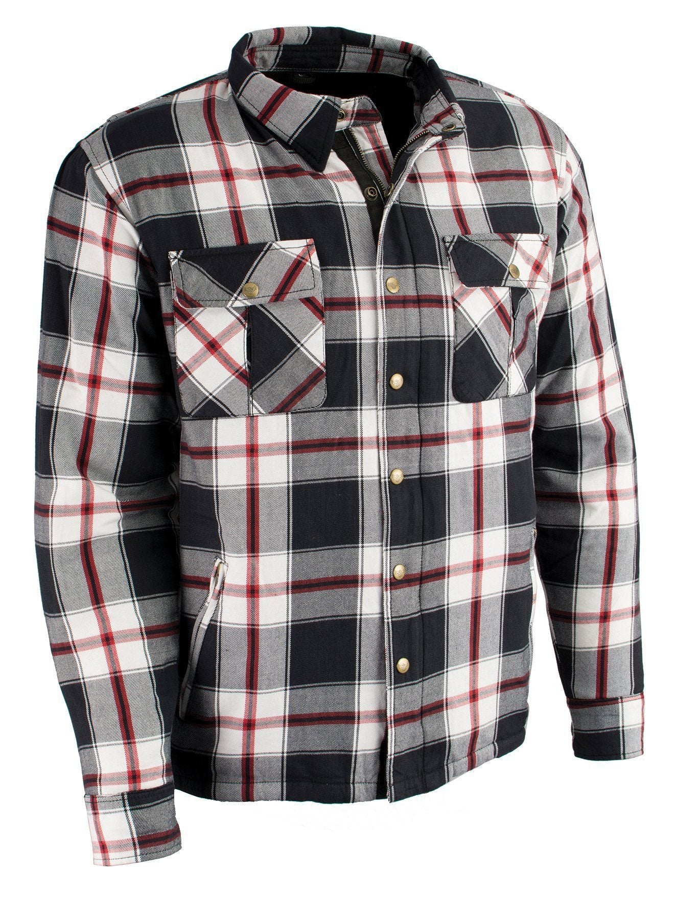 Milwaukee Leather Men's Grimfire Multi/Color CE Armored Flannel Shirt with Aramid Reinforced Zones - MPM1635