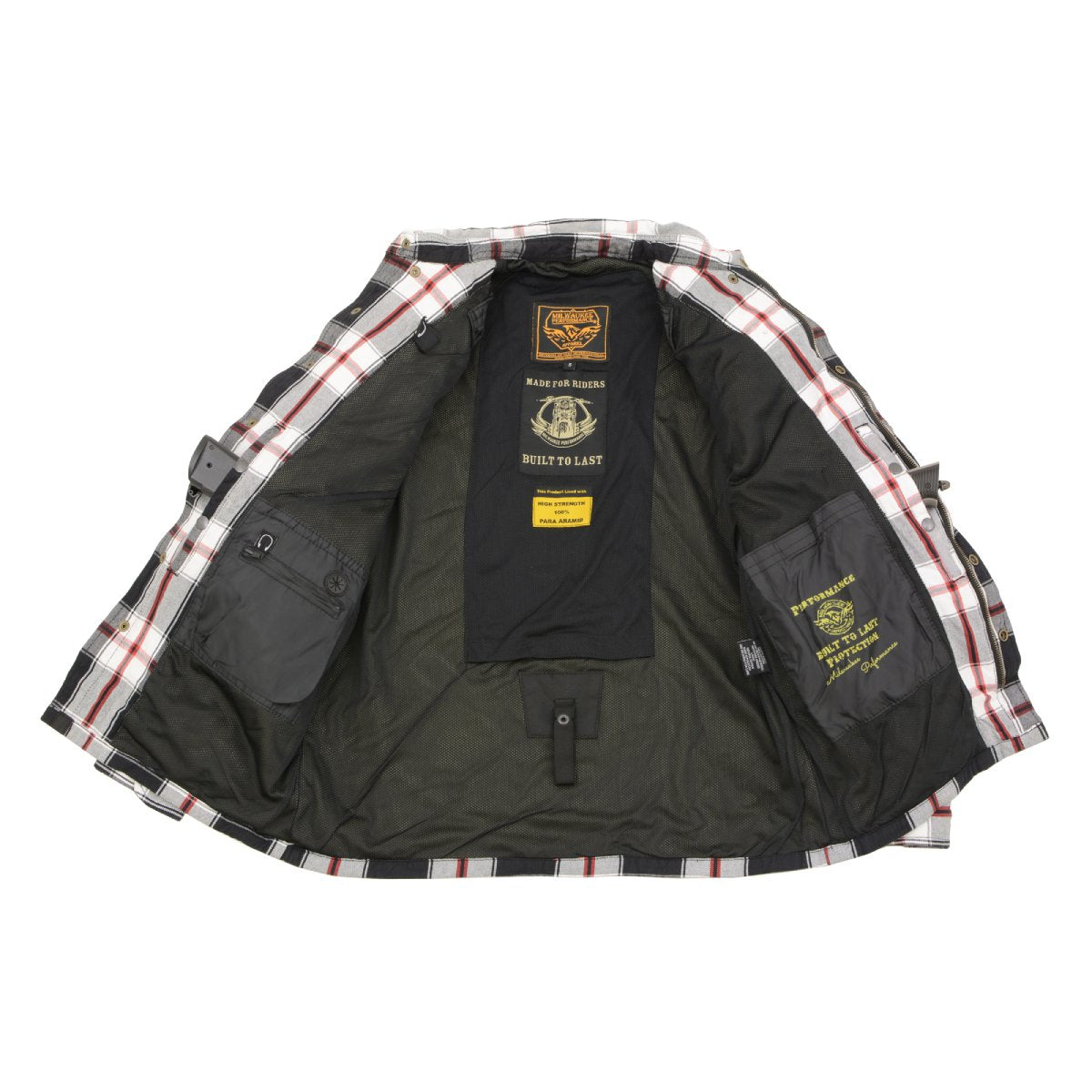 Milwaukee Leather Men's Grimfire Multi/Color CE Armored Flannel Shirt with Aramid Reinforced Zones - MPM1635