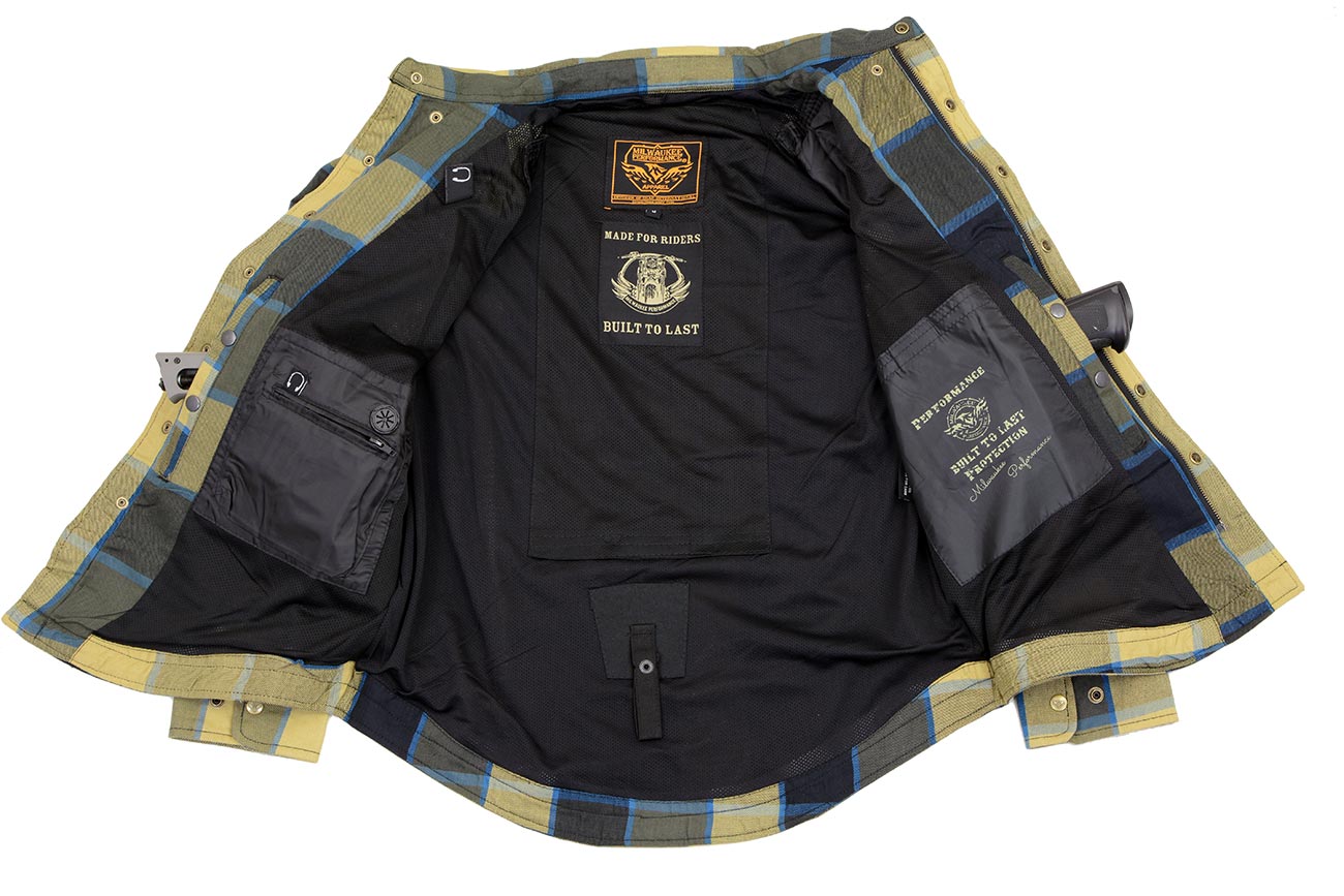Milwaukee Leather Men's Roguefire Multi/Color CE Armored Flannel Shirt with Aramid Reinforced Zones - MPM1639