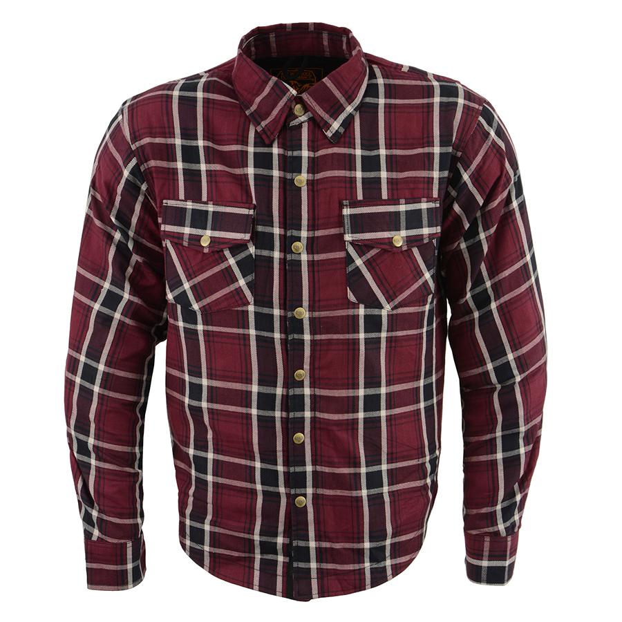 Milwaukee Leather Men's Ironfang Multi/Color CE Armored Flannel Shirt with Aramid Reinforced Zones - MPM1640
