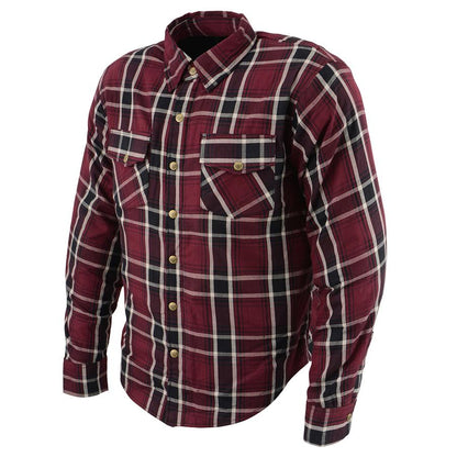 Milwaukee Leather Men's Ironfang Multi/Color CE Armored Flannel Shirt with Aramid Reinforced Zones - MPM1640