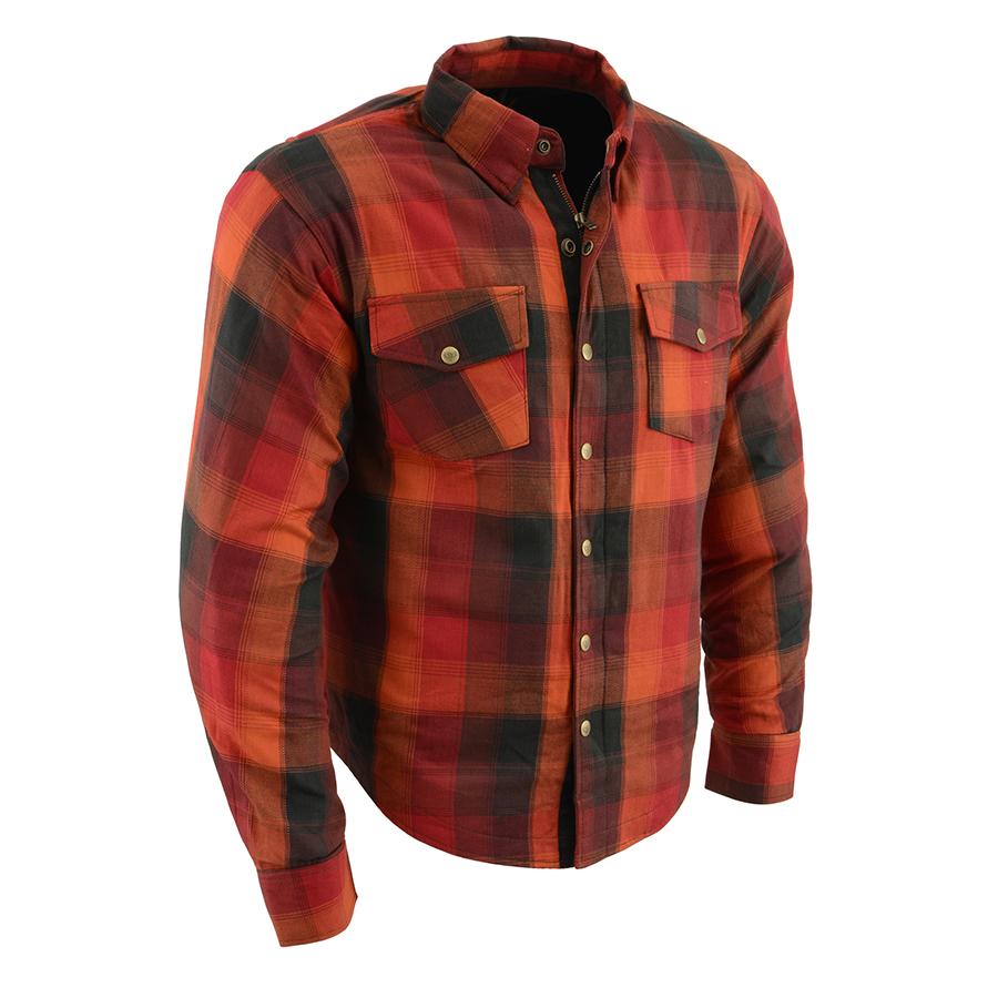 Milwaukee Leather Men's Firestorm Multi/Color CE Armored Flannel Shirt with Aramid Reinforced Zones - MPM1641
