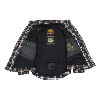 Milwaukee Leather Men's Blackveil Mult/Color CE Armored Flannel Shirt with Aramid Reinforced Zones - MPM1643