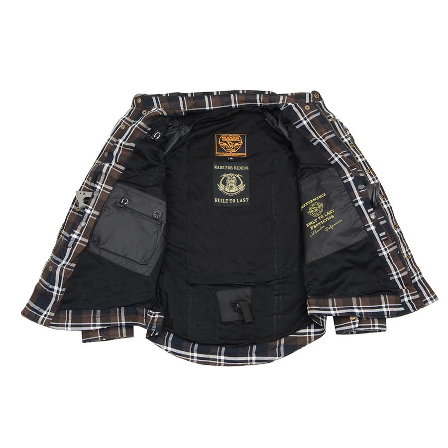 Milwaukee Leather Men's Blackveil Mult/Color CE Armored Flannel Shirt with Aramid Reinforced Zones - MPM1643