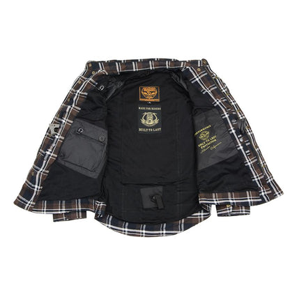 Milwaukee Leather Men's Blackveil Mult/Color CE Armored Flannel Shirt with Aramid Reinforced Zones - MPM1643