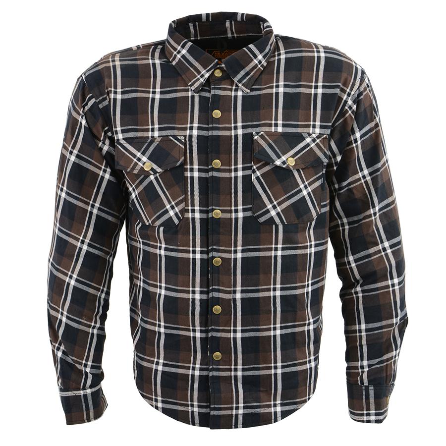 Milwaukee Leather Men's Blackveil Mult/Color CE Armored Flannel Shirt with Aramid Reinforced Zones - MPM1643