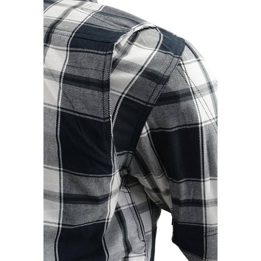Milwaukee Leather Men's Spartan Black/White CE Armored Flannel Shirt with Aramid Reinforced Zones - MPM1644