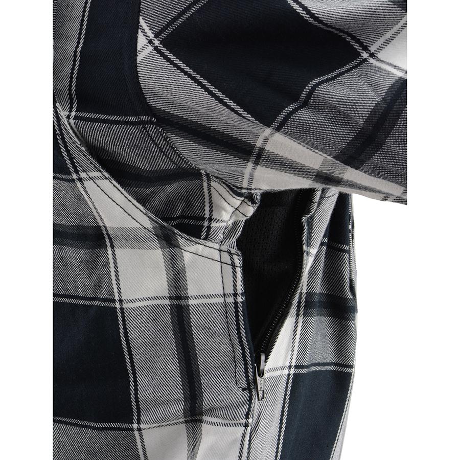 Milwaukee Leather Men's Spartan Black/White CE Armored Flannel Shirt with Aramid Reinforced Zones - MPM1644