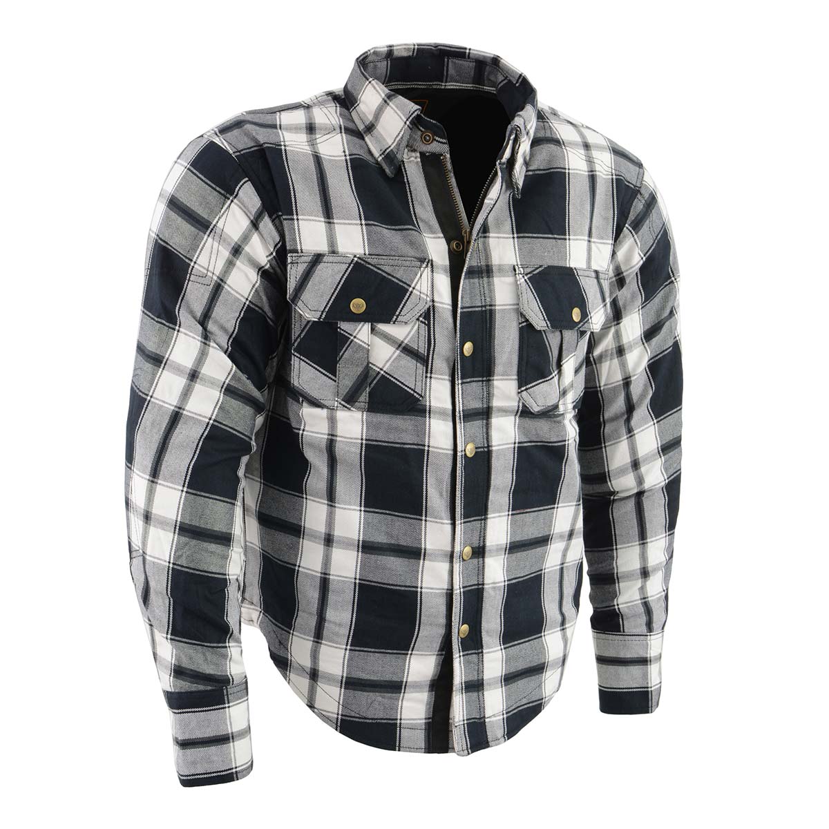 Milwaukee Leather Men's Spartan Black/White CE Armored Flannel Shirt with Aramid Reinforced Zones - MPM1644