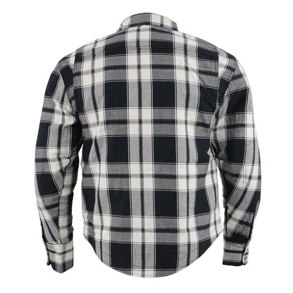 Milwaukee Leather Men's Spartan Black/White CE Armored Flannel Shirt with Aramid Reinforced Zones - MPM1644