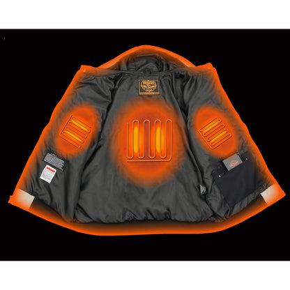 Nexgen Heat MPM1714SET Men's ‚ÄúFiery‚Äô‚Äô Heated Hoodie Silver Zipper Front Sweatshirt Jacket for Winter w/Battery Pack
