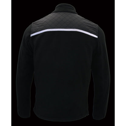 Milwaukee Leather MPM1784 Men's Black Micro Fleece Zipper Front Jacket with Reflective Stripes