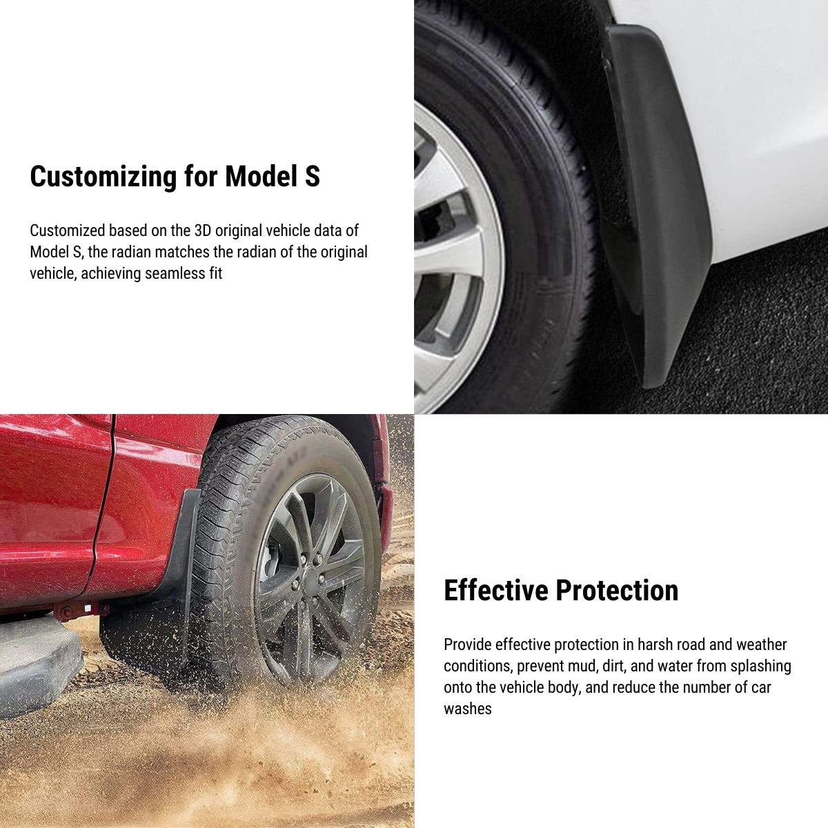 Mud Flaps Splash Guards for Model S/X | 4-Piece Set