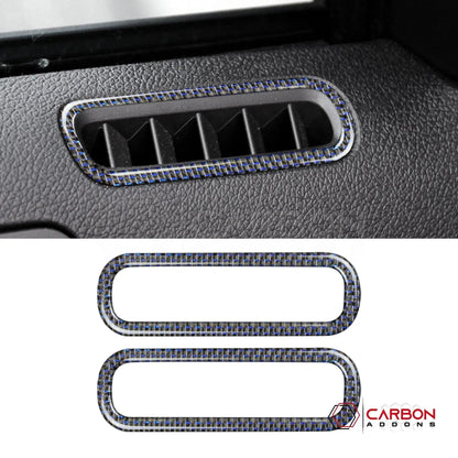 Reflective Carbon Fiber Door AC Vent Trim Overlay For Mustang 2010-2014