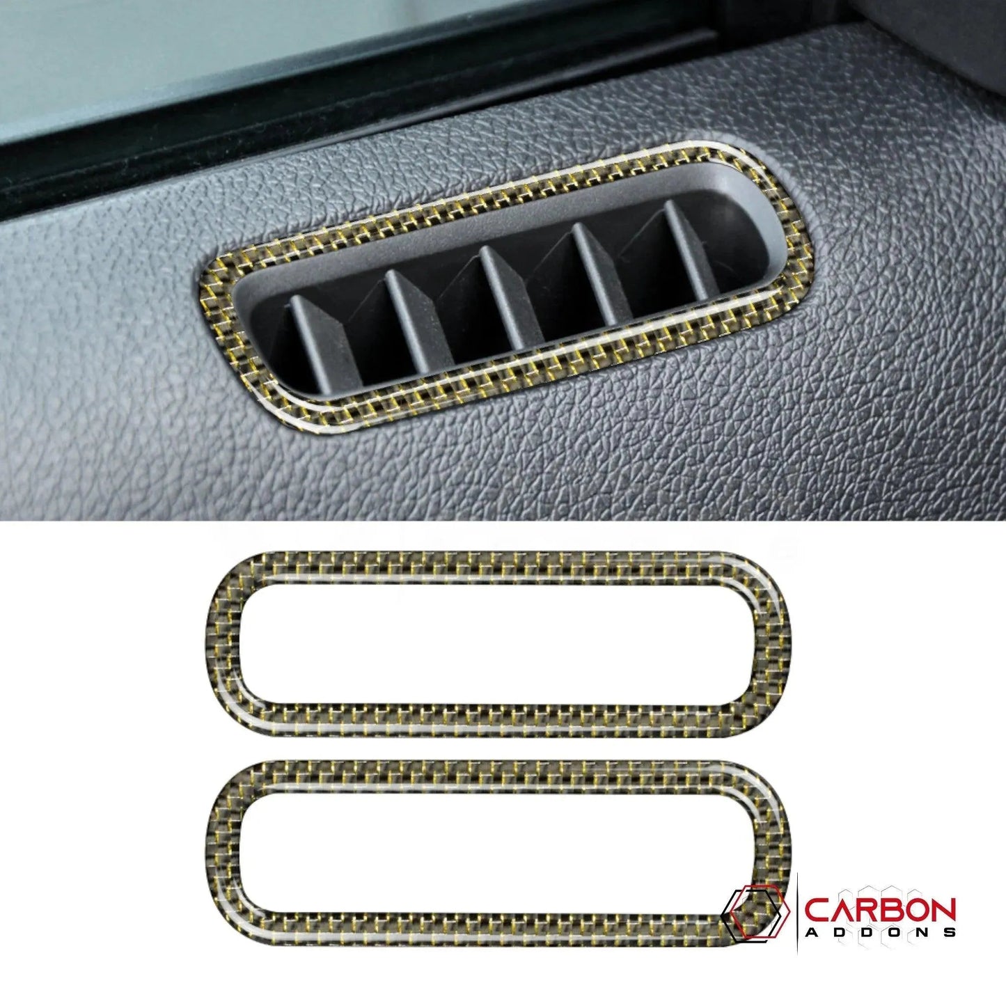 Reflective Carbon Fiber Door AC Vent Trim Overlay For Mustang 2010-2014