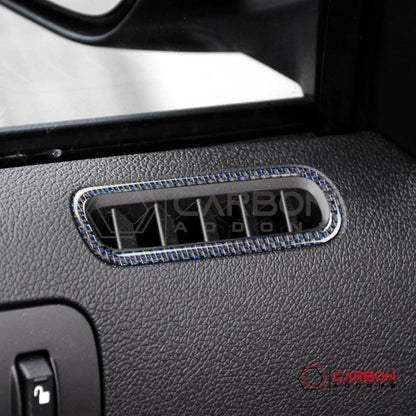 Reflective Carbon Fiber Door AC Vent Trim Overlay For Mustang 2010-2014