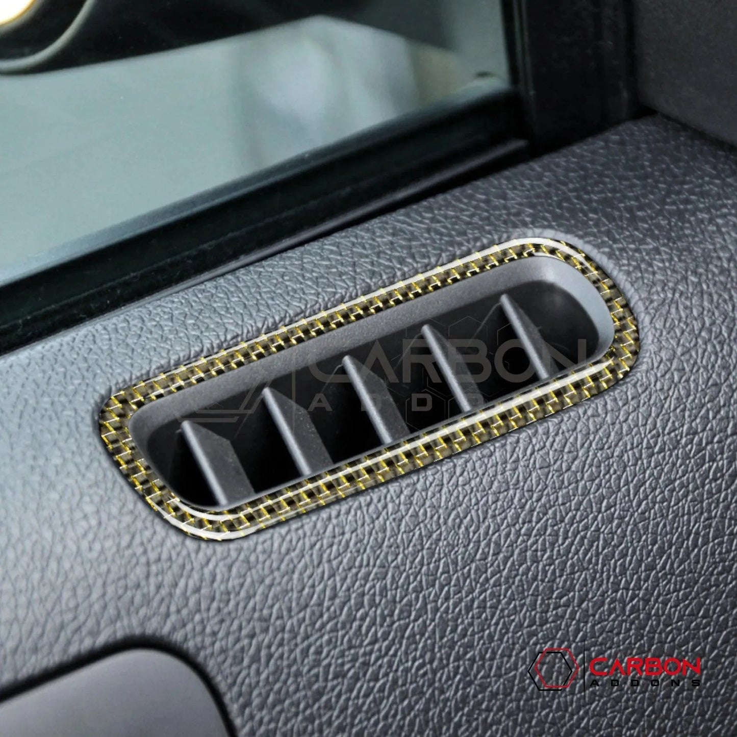 Reflective Carbon Fiber Door AC Vent Trim Overlay For Mustang 2010-2014