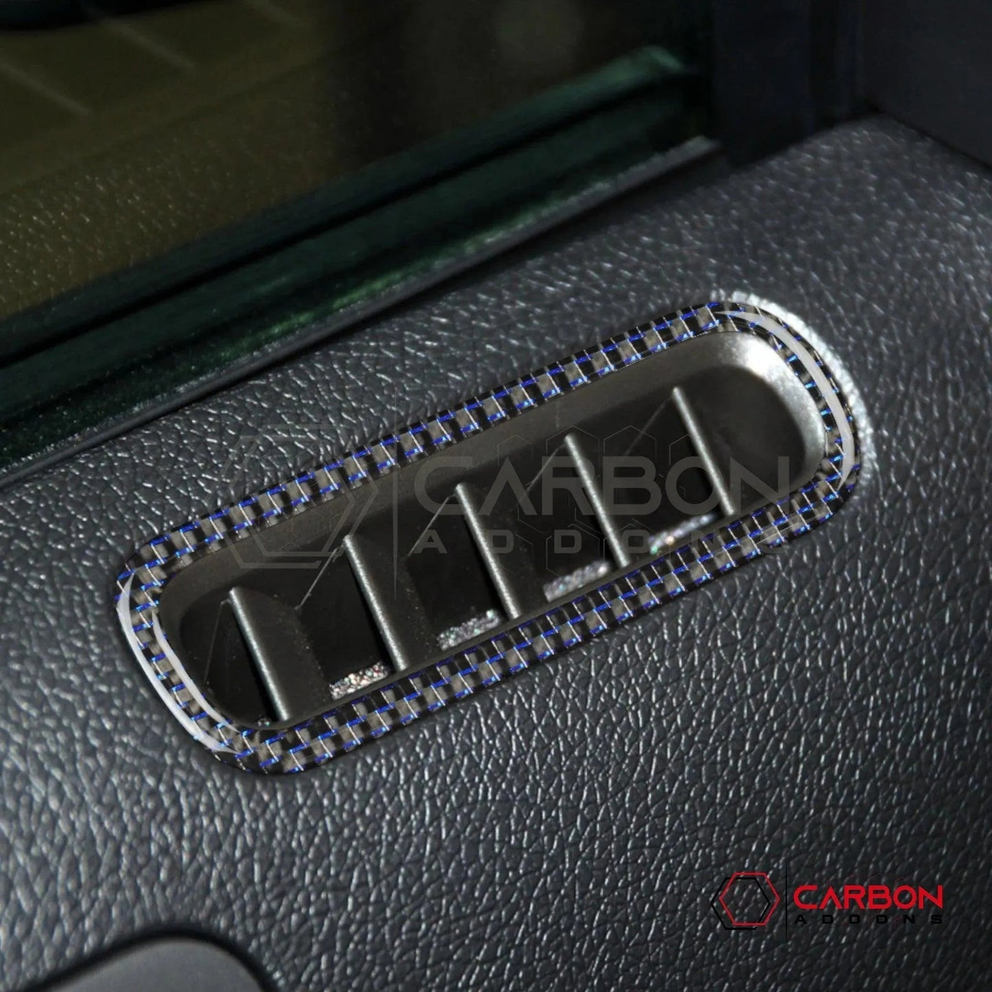 Reflective Carbon Fiber Door AC Vent Trim Overlay For Mustang 2010-2014