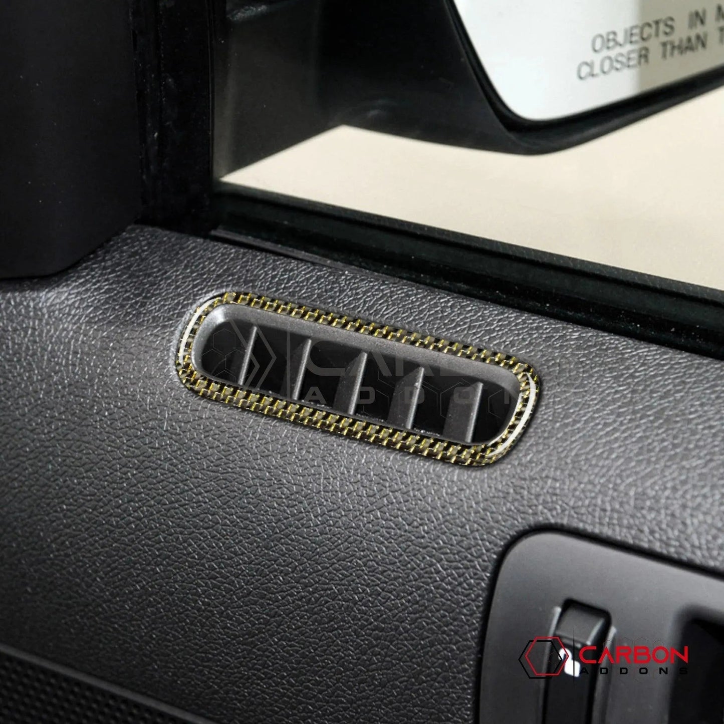 Reflective Carbon Fiber Door AC Vent Trim Overlay For Mustang 2010-2014