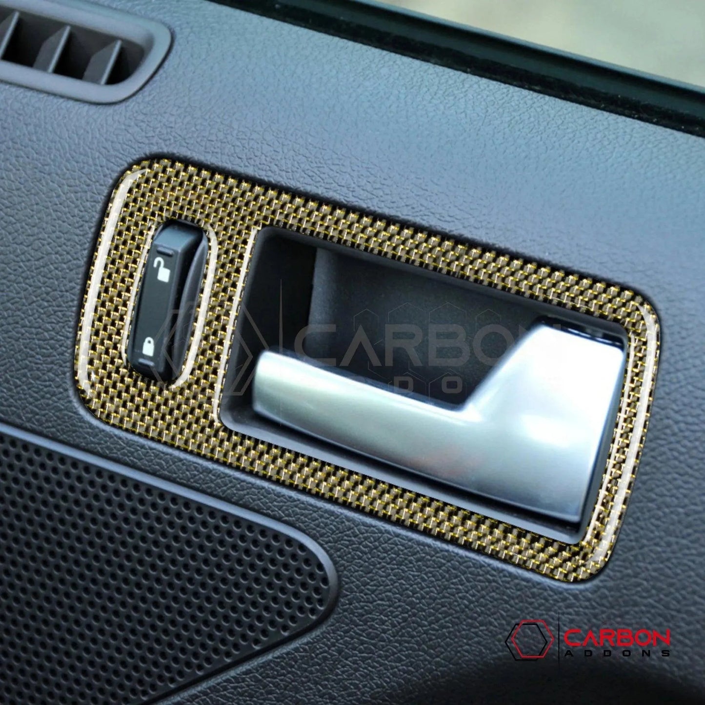 Reflective Carbon Fiber Door Handle Trim Overlay For Mustang 2010-2014