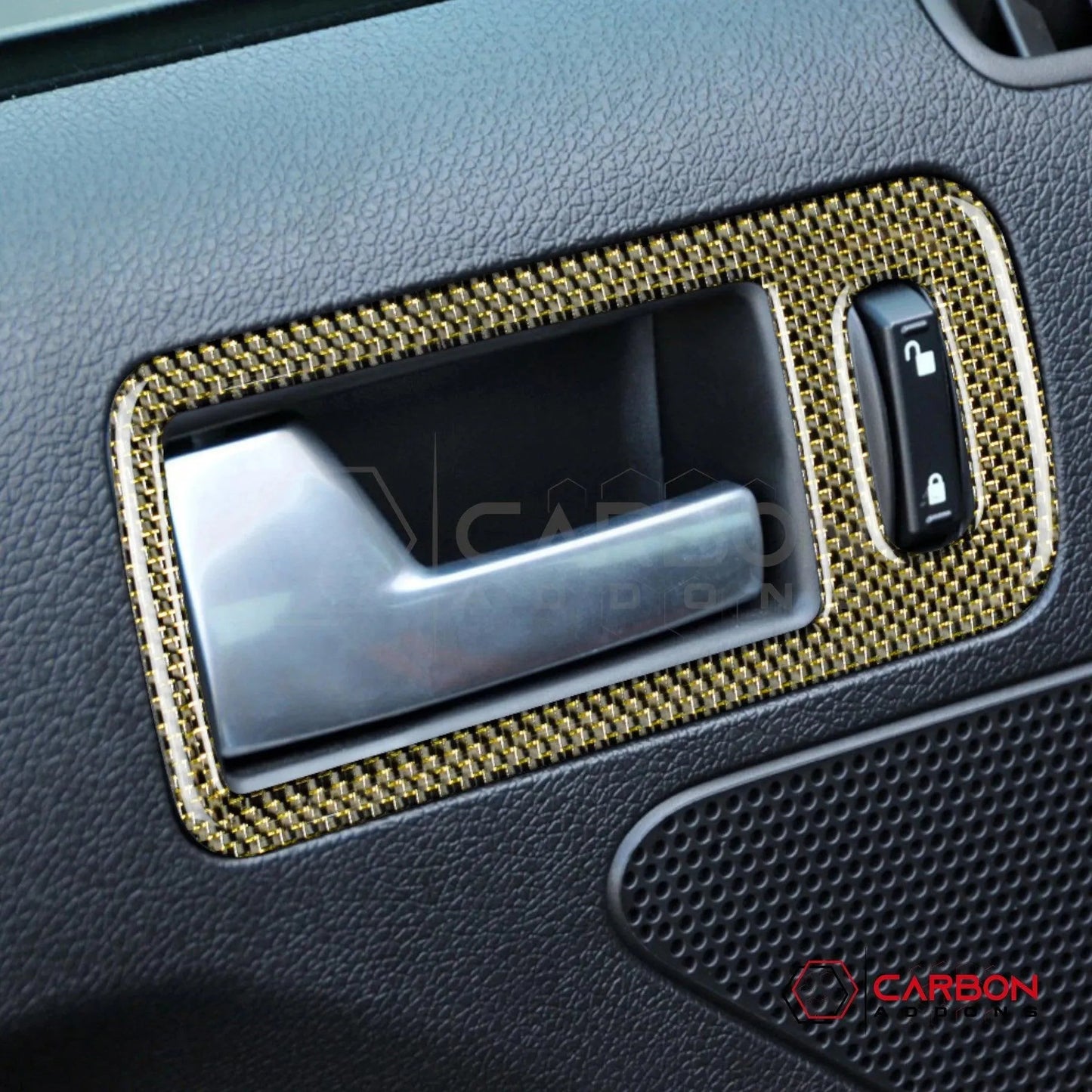 Reflective Carbon Fiber Door Handle Trim Overlay For Mustang 2010-2014