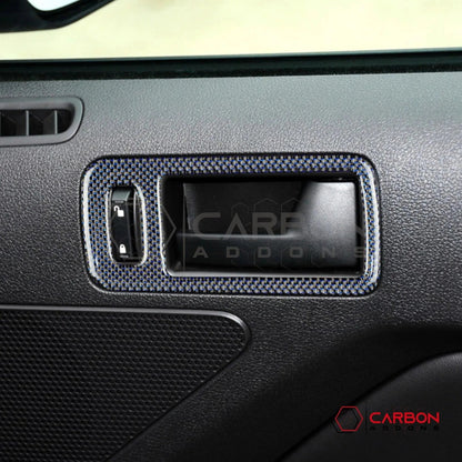 Reflective Carbon Fiber Door Handle Trim Overlay For Mustang 2010-2014