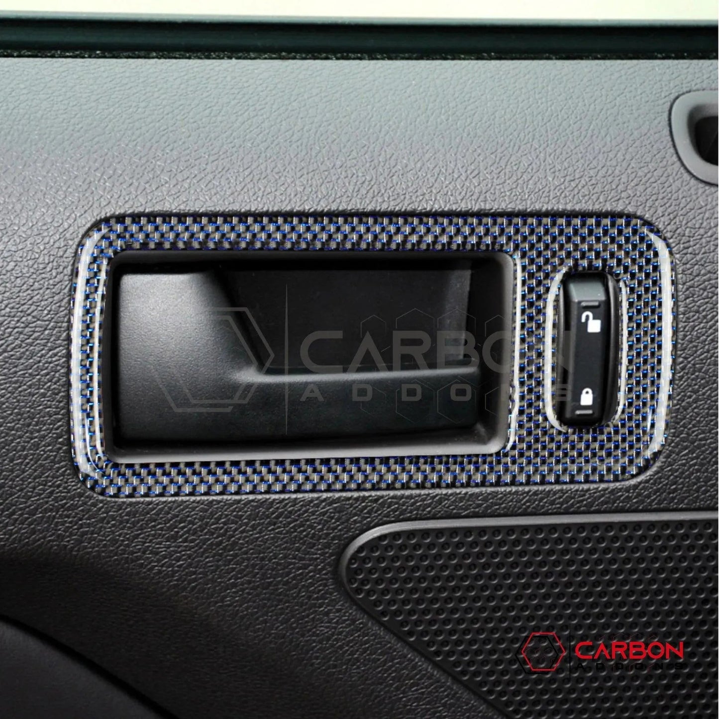 Reflective Carbon Fiber Door Handle Trim Overlay For Mustang 2010-2014
