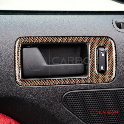 Reflective Carbon Fiber Door Handle Trim Overlay For Mustang 2010-2014
