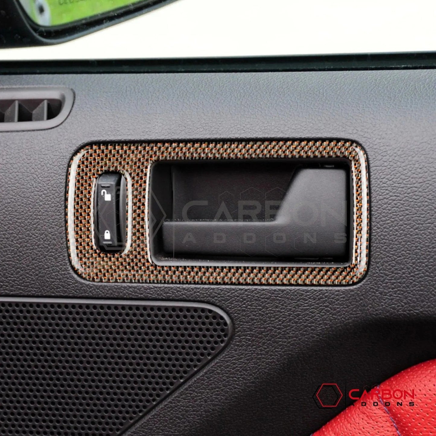 Reflective Carbon Fiber Door Handle Trim Overlay For Mustang 2010-2014