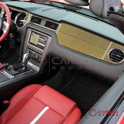 Reflective Carbon Fiber Full Dashboard Trim Overlay For Mustang 2010-2014