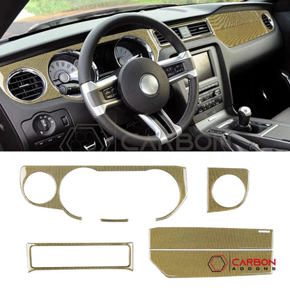 Reflective Carbon Fiber Full Dashboard Trim Overlay For Mustang 2010-2014