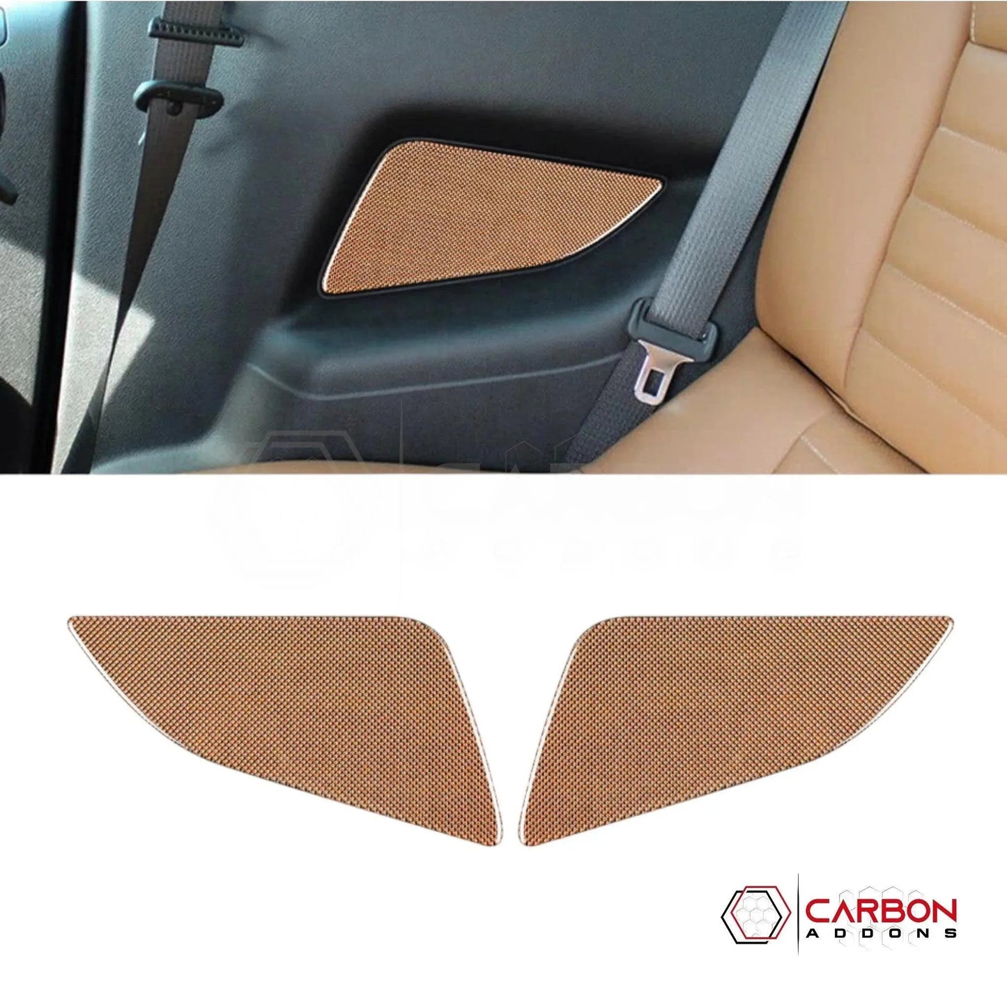 Reflective Carbon Fiber Rear Seat Arm Rest Trim Overlay For Mustang 2010-2014