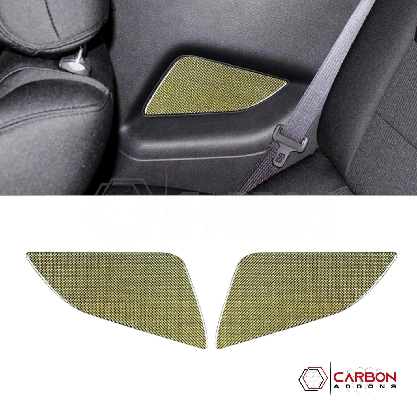 Reflective Carbon Fiber Rear Seat Arm Rest Trim Overlay For Mustang 2010-2014