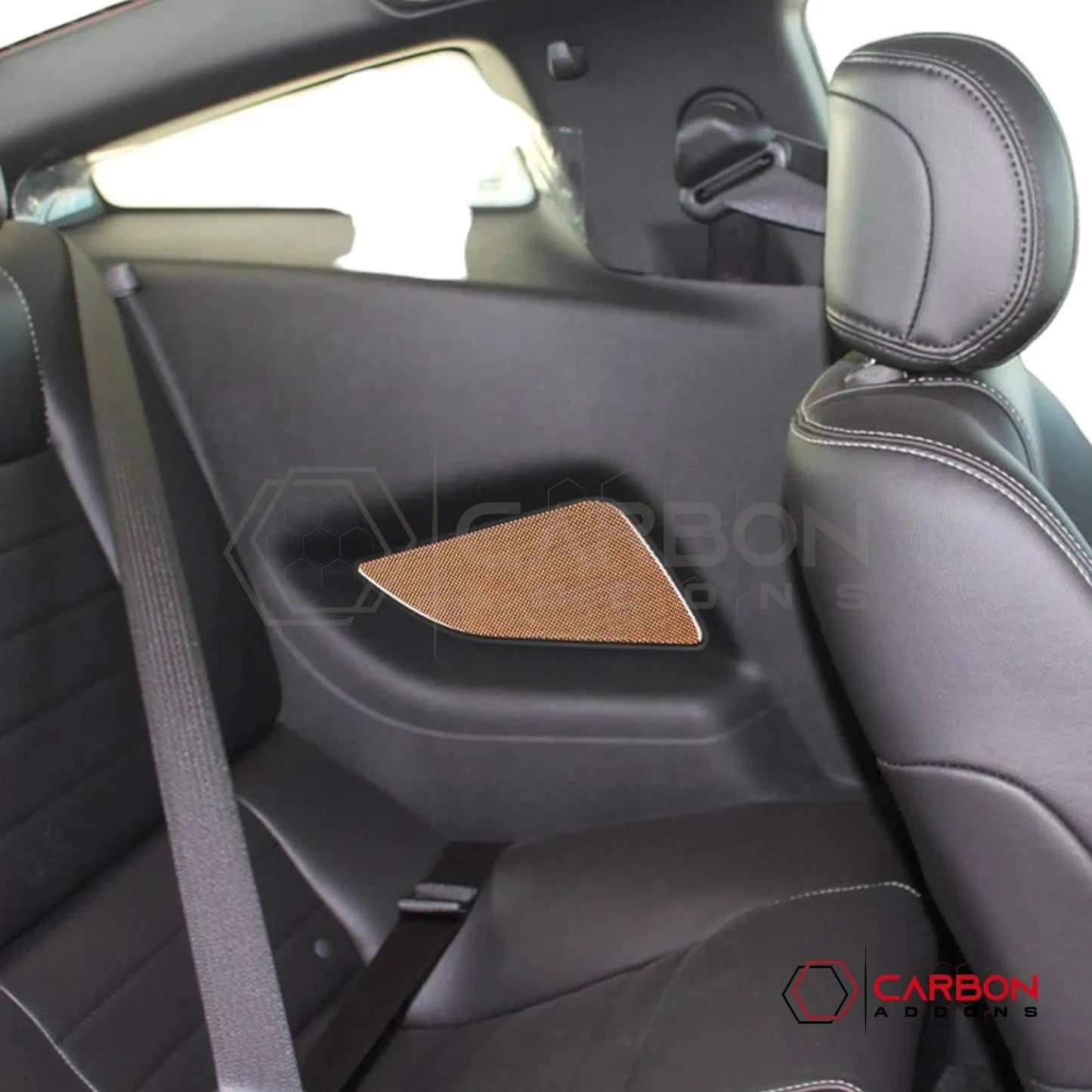 Reflective Carbon Fiber Rear Seat Arm Rest Trim Overlay For Mustang 2010-2014